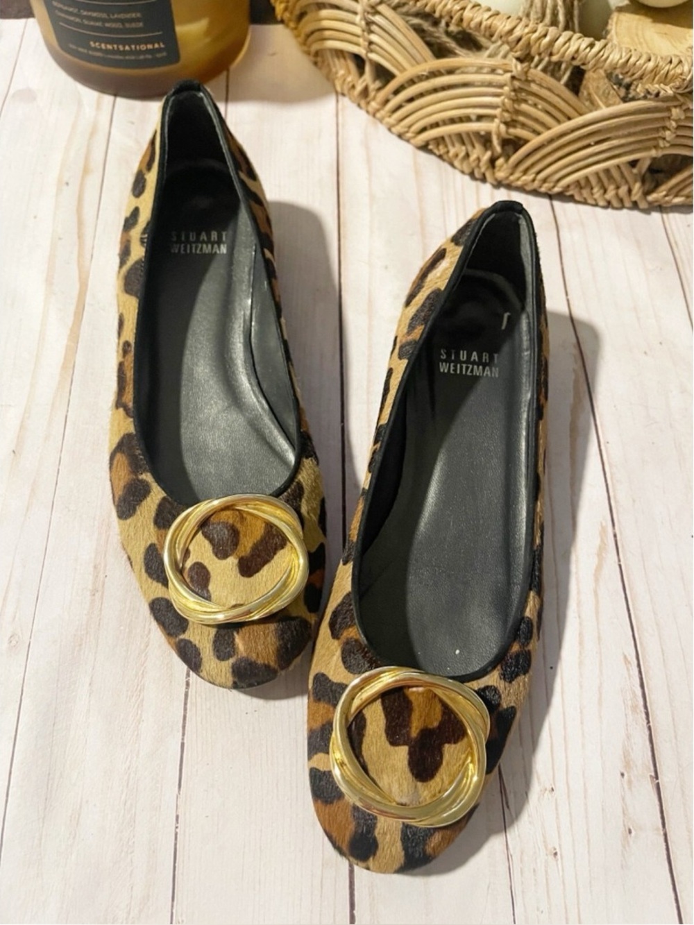 STUART WEITZMAN OH MY LEOPARD CALF HAIR FLATS